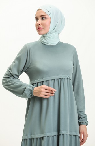 Robe Unie à Manches élastiques 8888-09 Vert Menthe 8888-09