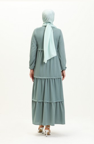 فستان سادة مطاط الأكمام 8888-09  أخضر مينت 8888-09