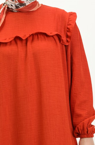 فستان مطاط الأكمام 0110-04 قرميدي 0110-04