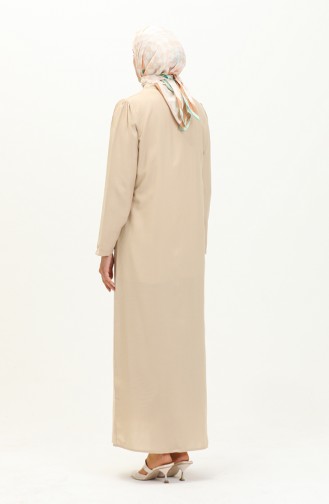 Geknöpftes Kleid mit Krawattenkragen 5111-01 Beige 5111-01