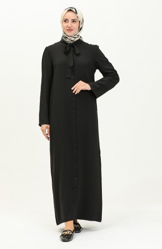 Robe Boutonnées col Nœud 5111-02 Noir 5111-02