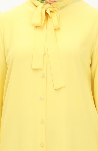فستان بياقة قميص بأزرار  5111-05 أصفر  5111-04