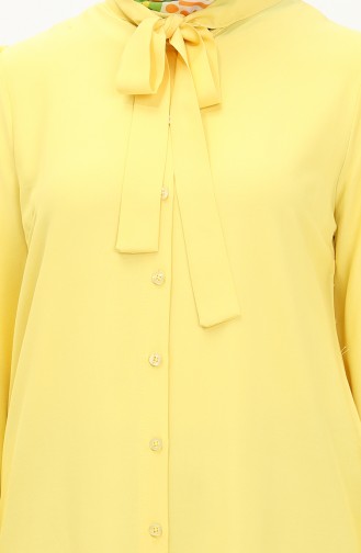 Tie Collar Buttoned Dress 5111-04 Yellow 5111-04