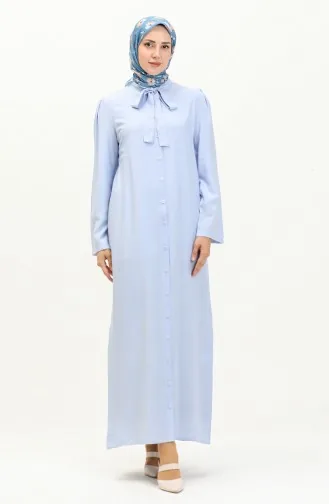 Geknöpftes Kleid Mit Bindekragen 5111-05 Blau 5111-05