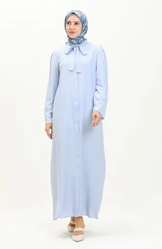 Geknöpftes Kleid Mit Bindekragen 5111-05 Blau 5111-05