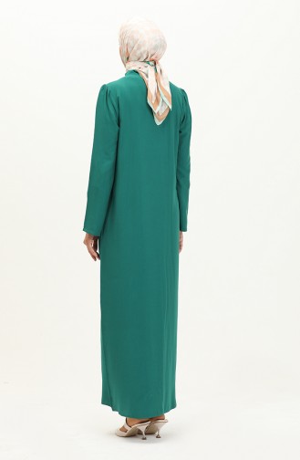 Tie Collar Buttoned Dress 5111-06 Emerald Green 5111-06