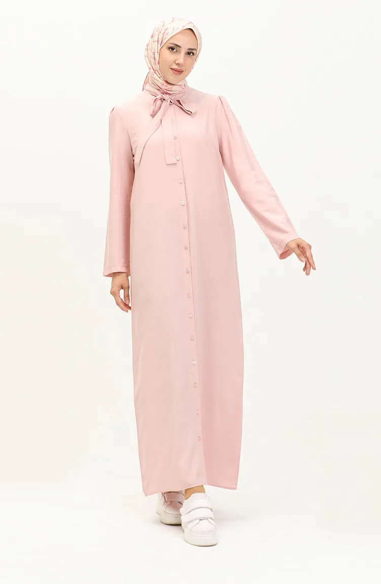 Robe Boutonnée Col Noué 5111-07 Rose 5111-07