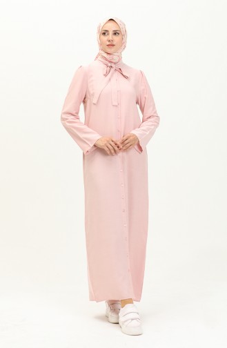 Tie Collar Buttoned Dress 5111-07 Pink 5111-07