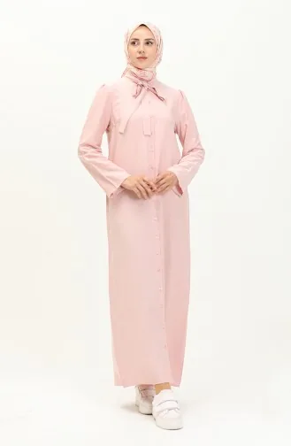 Robe Boutonnée Col Noué 5111-07 Rose 5111-07