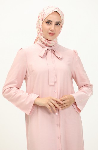 Geknöpftes Kleid mit Krawattenkragen 5111-07 Rosa 5111-07