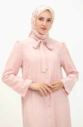 Robe Boutonnée Col Noué 5111-07 Rose 5111-07