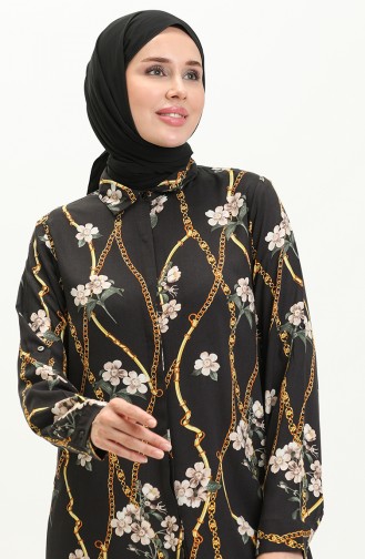 Viscose Patterned Shirt Tunic 0100-02 Black 0100-02