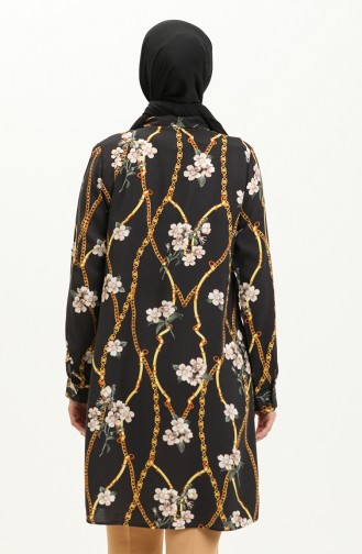 Viscose Patterned Shirt Tunic 0100-02 Black 0100-02