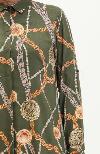 Viskose gemustertes Hemd Tunika 0100B-02 Khaki 0100B-02