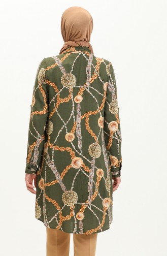 Viskose gemustertes Hemd Tunika 0100B-02 Khaki 0100B-02