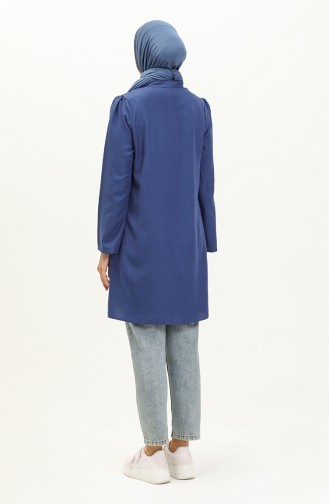 Tie Collar Linen Tunic 5112-01 Navy Blue 5112-01