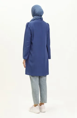 Tie Collar Linen Tunic 5112-01 Navy Blue 5112-01
