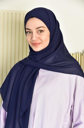 Büyük Boy Krep Şifon Eşarp 110 Cm Lacivert Krpşfn00 002