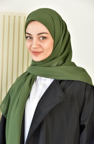 Büyük Boy Krep Şifon Eşarp 110 Cm Haki Krpşfn00 004