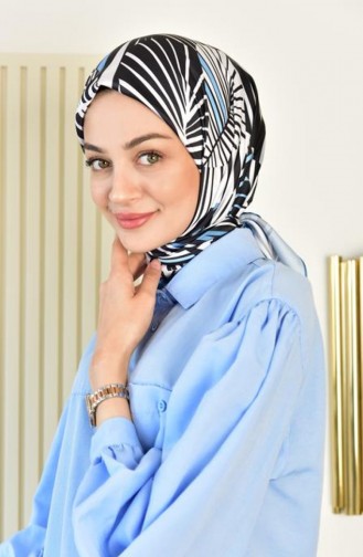 Rayon Botanik Desenli Eşarp Dsn 21 Mavi Botanık21 064