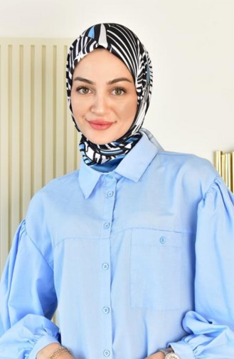 Rayon Botanik Desenli Eşarp Dsn 21 Mavi Botanık21 064