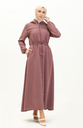 Hooded Shirred Abaya 61346-02 Dusty Rose 61346-02