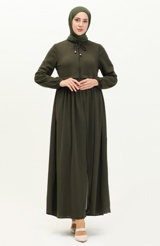 Abaya à Fermeture 0569-03 Khaki 0569-03