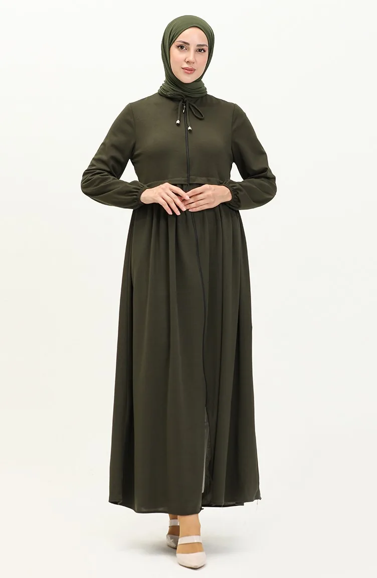 Fermuarlı Ferace 0569-03 Haki