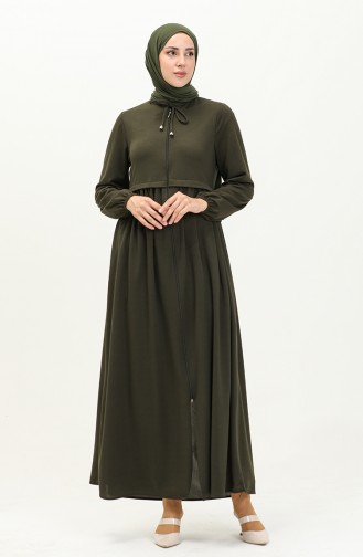 Abaya à Fermeture 0569-03 Khaki 0569-03