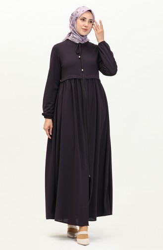 Zippered Abaya 0569-04 Purple 0569-04