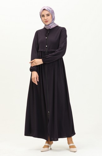 Zippered Abaya 0569-04 Purple 0569-04