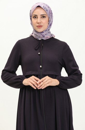 Abaya à Fermeture 0569-04 Pourpre 0569-04