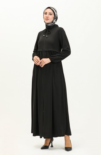 Abaya à Fermeture 0569-05 Noir 0569-05