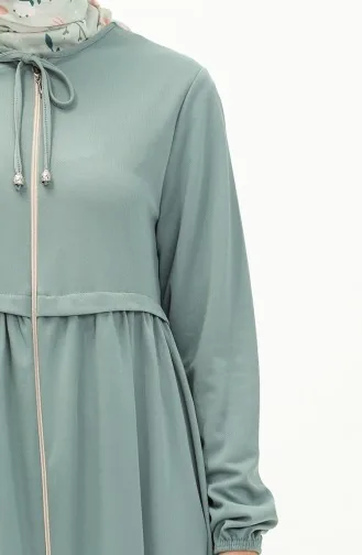 Abaya à Fermeture 0569-06 Vert Menthe 0569-06