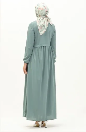 Abaya à Fermeture 0569-06 Vert Menthe 0569-06