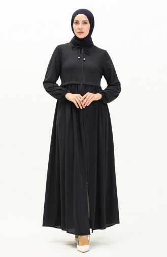 Zippered Abaya 0569-08 Navy Blue 0569-08