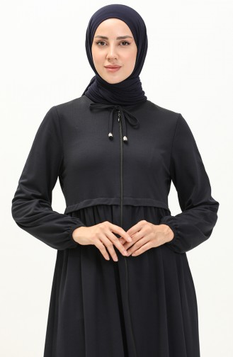 Zippered Abaya 0569-08 Navy Blue 0569-08