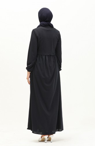 Abaya à Fermeture 0569-08 Bleu Marine 0569-08