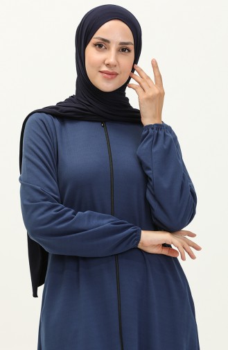 Abaya à Fermeture 6666-04 İndigo 6666-04