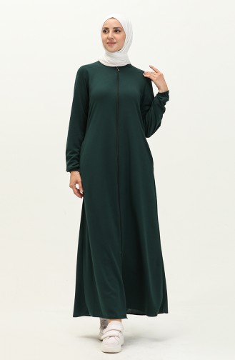 Abaya à Fermeture 6666-05 Vert Emeraude 6666-05