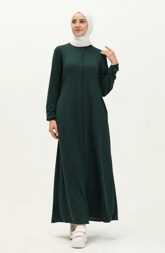 Abaya à Fermeture 6666-05 Vert Emeraude 6666-05