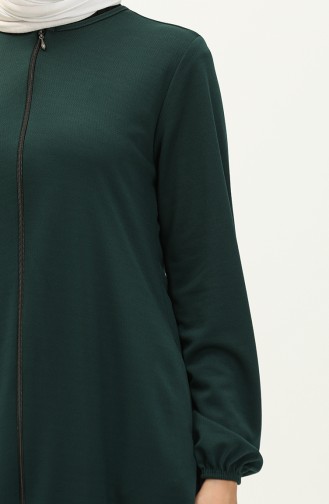 Zippered Pocket Abaya 6666-05 Emerald Green 6666-05