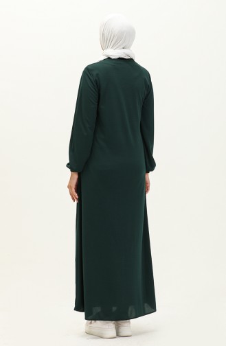 Abaya à Fermeture 6666-05 Vert Emeraude 6666-05