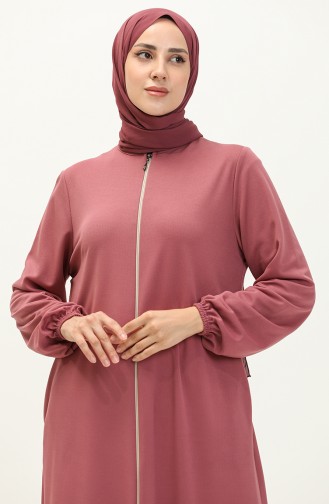 Abaya à Fermeture 6666-06 Rose Pâle 6666-06