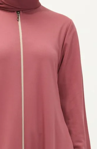 Abaya à Fermeture 6666-06 Rose Pâle 6666-06