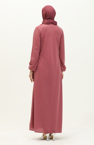 Abaya à Fermeture 6666-06 Rose Pâle 6666-06