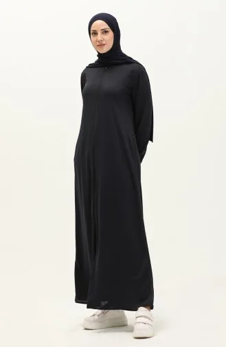 Abaya à Fermeture 6666-07 Bleu Marine 6666-07