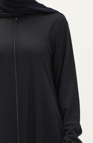 Zippered Pocket Abaya 6666-07 Navy Blue 6666-07