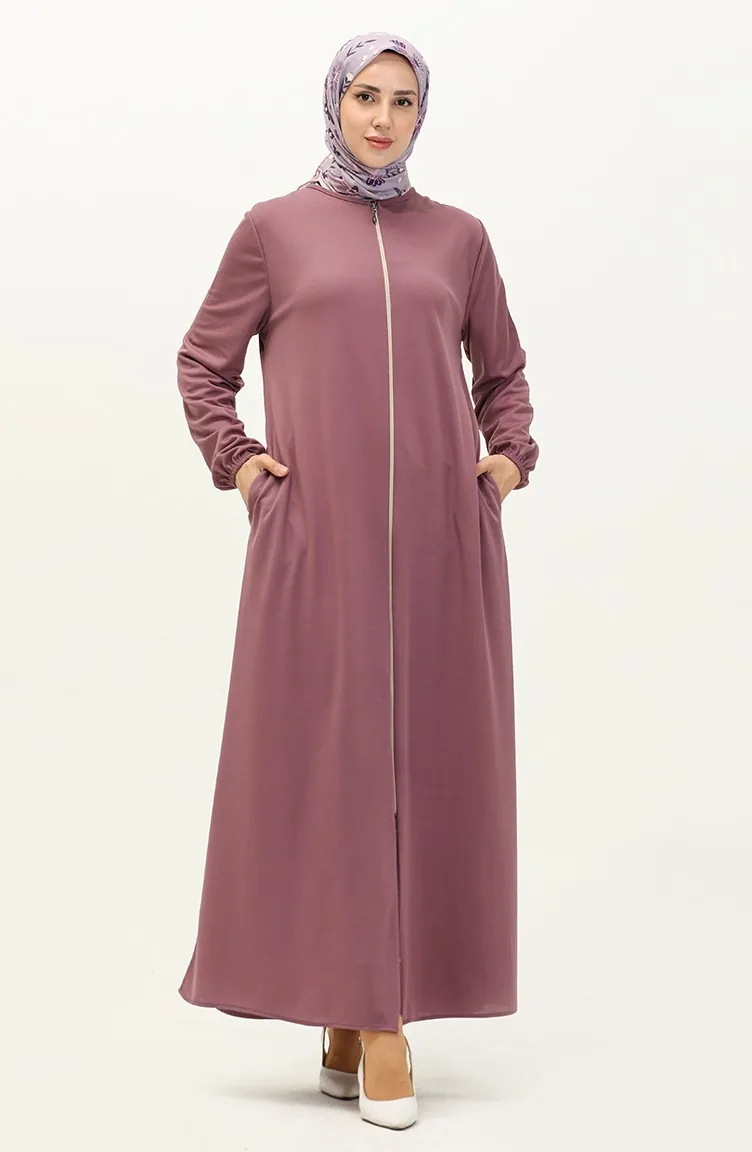 عباية بجيب وسحاب 6666-08 بنفسجي فاتح  6666-08