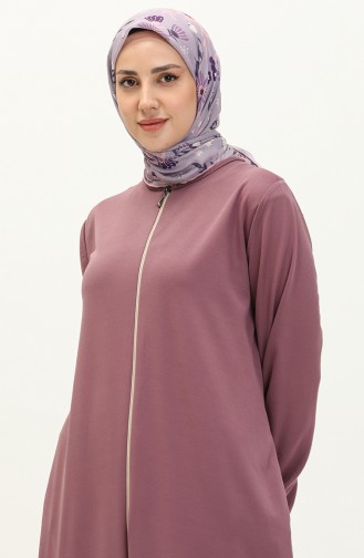 Zippered Pocket Abaya 6666-08 Dark Lilac 6666-08